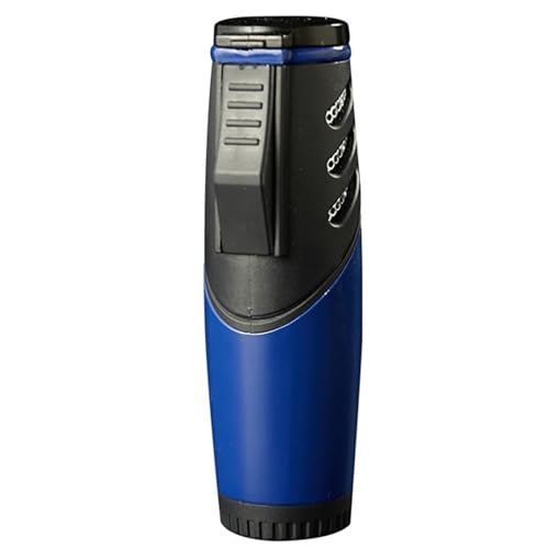 Encendedores a Prueba de Viento, encendedores de butano Recargables, Llama Triple Ajustable, para Acampar, Hacer Senderismo, Velas, Navidad, San Valentín y Día del Padre.(Blue)