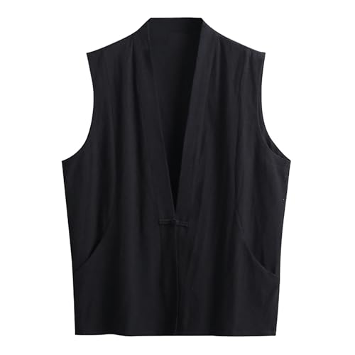 Camiseta de algodón y lino para hombre sin mangas de verano deporte