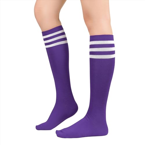 Image of American Trends Womens Athletic Knee High Socks Outdoor Sport Thigh High Stockings Casual Stripes Tube Socks