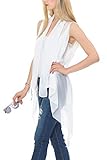 Womens Solid White Sheer Sleeveless Cardigan Vest Duster Long Shawls for Teen Girl Fun Hot Sexy...