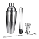 Uonlytech 4 Piezas Coctelera Profesional de Acero Inoxidable con Medidor y Accesorios para Bartenders y Mixólogos Coctelería y Profesional