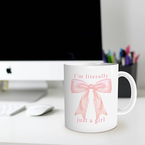 Taza de porcelana rosa con moño y capacidad 11 oz miniatura 3