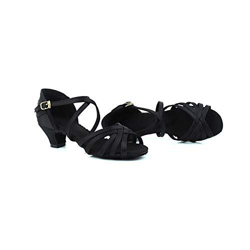 Tinrymx Girls Latin Dance Shoe Satin Practice Party Ballroom Sandels 1.77Inch Heel(Little Kid),Black,Model Wx-Tl608,2.5 M Little Kid #TOP2