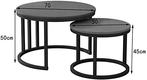 . 45997 Furniture/Nesting End Coffee Tables Side Table Snack Table Living Room Accent Tables, Metal Frame, Set of 2 (Color : Black +Yellow) 1