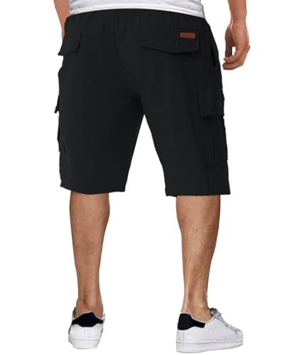 HMIYA Kurze Hosen Herren Cargo Shorts Baumwolle Bermuda Shorts Sommer Cargohose Herren kurz mit Taschen