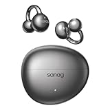 Sanag S7S AI Open Ear Free Clip-On Headphones, HiFi 20Hz Lossless Bass Earbuds, True Wireless Bluetooth Earphones with Microphone, IPX4 Waterproof Sports Running, Sleep Music Smart AI App (Black)