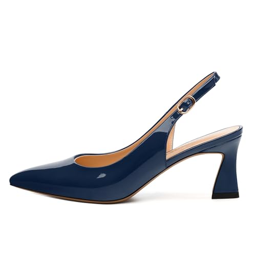 Women's Pumps Slingback Kitten Heels for Women Closed Pointed Toe Backless Pumps Wedding Party Dress Pumps Shoes2