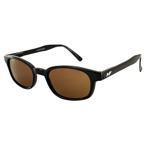 LOCKDOWN MOTORCYCLE SUNGLASSES BLACK FRAME DK BROWN LENS WITH FREE POUCH KD'S