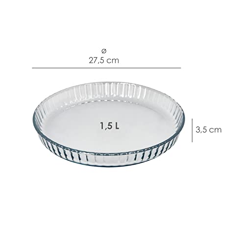 Miniatura 3 de Molde Rizado Horno Cristal Borosilicato Ø 28 Cm. Ideal Postres, Cocina, Resposteria, Tartas, Quiche, Libre Bpa