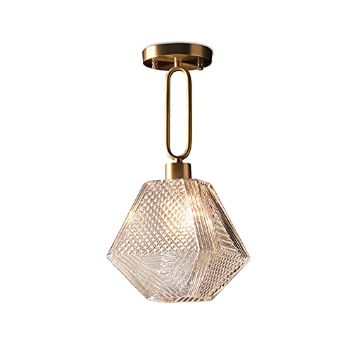 Plafonnier en verre et laiton doré luminaire de plafond pour couloir et escalier