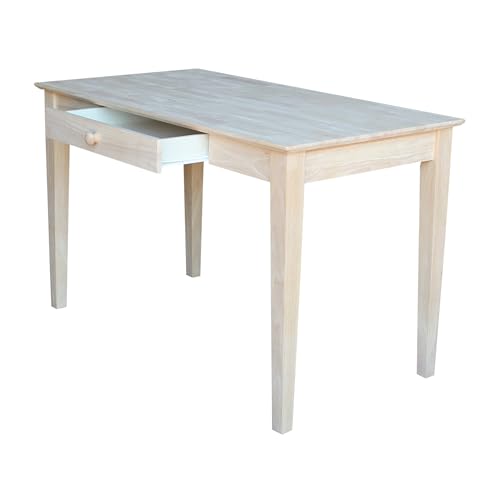 IC International Concepts, Writing Desk With Drawer, Solid Real Wood, Sturdy Parawood, Dimensions 19.41