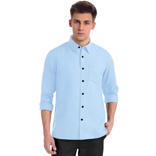 Unstitched Cotton Shirt (1.60m) Fabric - Exclusively for Men's (Periwinkle)-image-49