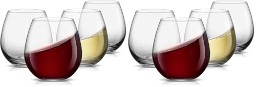 Image of JoyJolt Spirits Stemless Wine Glasses for Red or White Wine (Set of 4)-15-Ounces (Pack of 2)