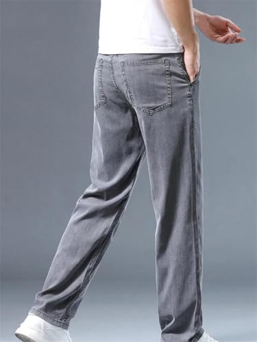 Men's Summer Thin Straight Leg Jeans Loose Fit Soft Drape Business Casual Style Denim Trousers2