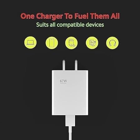 Image of 67W SonicCharge Fast Charger with Type C Cable for Redmi Note 12 pro max /Note 11 pro /Note 10 pro /Note 9 / Poco M2 Pro /Note 7 pro /Note 9 Pro /Note 8 Charger(DP15)