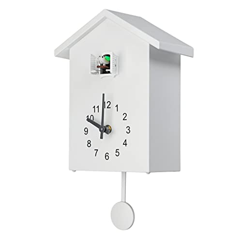 Coucou horloge murale bleu à quartz avec oiseau mobile et fixation murale suspendue