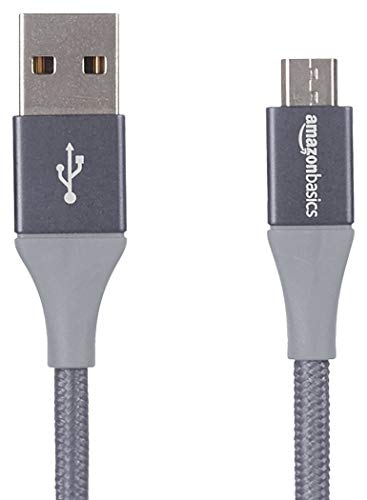 Amazon Basics - USB-2.0-A auf Micro-B-Kabel mit doppelt geflochtenem Nylon | 1,8 m, Dunkelgrau