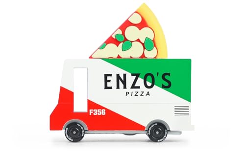 Candylab Toys CANDYCAR® Wooden Food Truck Collection - Pizza Van, Premium Handcrafted Beech Wood Toy Car