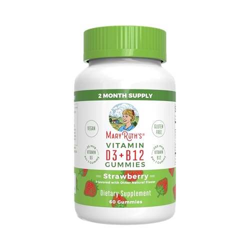 MARYRUTHS Vitamin D3 + B12 Gummies for Ages 4+ Bone Health 60 Servings