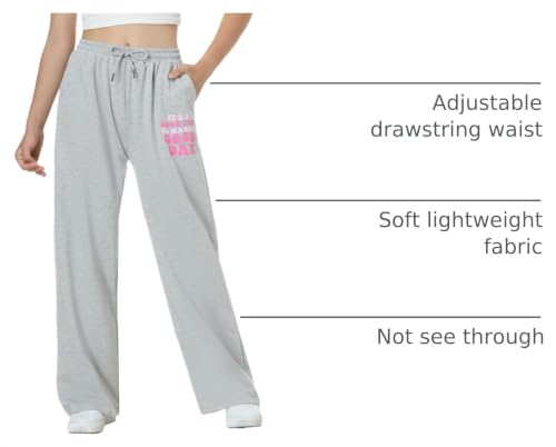 Image of EXARUS 3 Pack Girls Sweatpants Joggers Teen Sweat Pants Wide Leg | Tween Baggy Casual Preppy Pockets High Rise Elastic Waist School Sports Trendy Clothes Kids Youth Junior 6-14Y