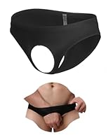 sunshinelady String Tanga Männer Sexy Slip Vorne Offen Unterhosen Herren Große Größen Eisseide Unterwäsche Niedrige Taille Sissy Dessous Männer Reizwäsche Höschen Men Thong Underwear Schwarz,L