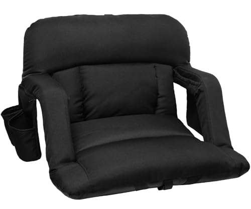 Image of Suteck Wide Stadium Seats with Back Support, Portable Sofa Style Bleacher Chair with Back and Cushion, Armrest, 6 Reclining Positions Backpack Stadium Chair for Sports Events 25-Inch Wide