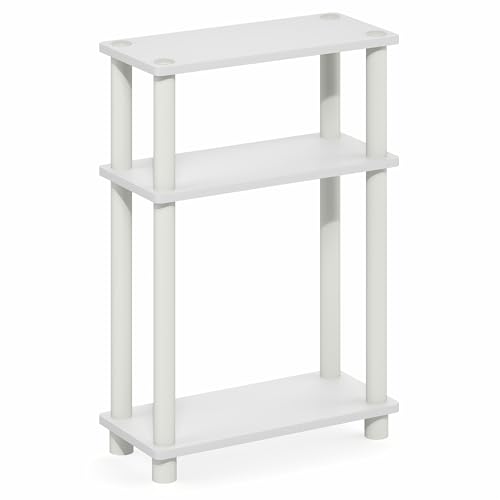 Furinno Turn-N-Tube Narrow Night Stand, 3-Tier Rectangular Nightstand with Storage Shelf, Slim Toolless Bedside Table, End Table, Side Table, for Bedroom, Closet, Dorm, White - image 5
