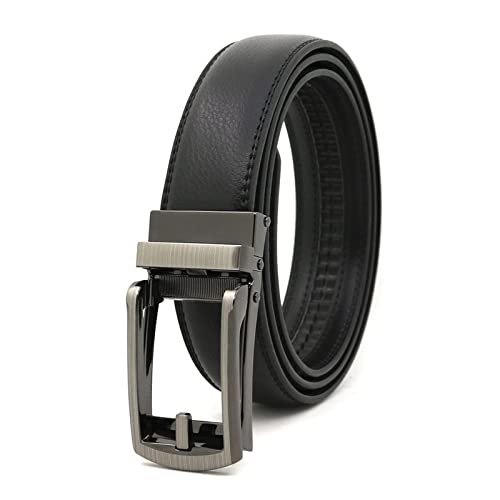 Men's Belt automatic buckle Comfort Leather Ratchet Dress with Slide Buckle -Adjustable Trim to Fit 120cm 130cm 140cm