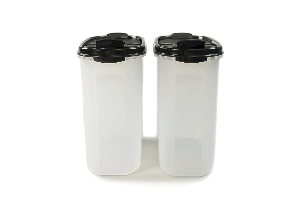 Tupperware Eidgenossen 1,7 L schwarz mit Schütte (2) Trockenvorrat Dose Modular 36913