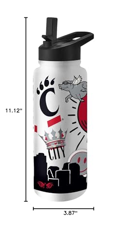 Image of Logo Brands NCAA Native 34 oz Quencher Water Bottle - | Local Icons Design | Double-Wall Insulated| Leak-Proof Lid & Built-In Straw