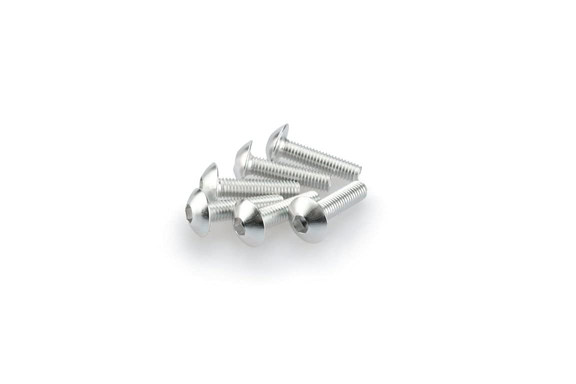 Puig 0550p Blister 6 Screws, Rounded, M5, 20 mm, Silver