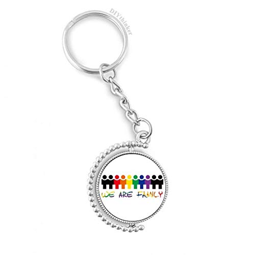 Porte-clés rotatif LGBT Rainbow Flag we are Family multicolore de 1,2x3,5 pouces