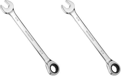 Image of WORKPRO 9 /16 inch Ratcheting Combination Wrench, Mirror Polish Chrome Plating (Pack of 2)