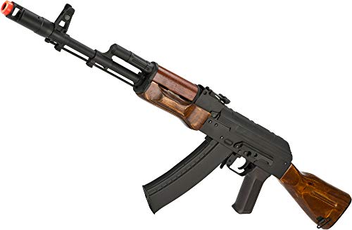 Evike Airsoft - CYMA Standard AK74 Airsoft AEG Rifle with Stamped Steel Receiver Real Wood Furniture (Package: Add 9.6v NiMH Battery + Charger)