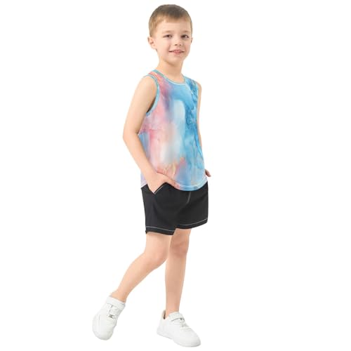 Boys Tank Top Shirts Pink Red Blue Marble Sleeveless T-Shirts Crew Neck for Kids Clothing Children4