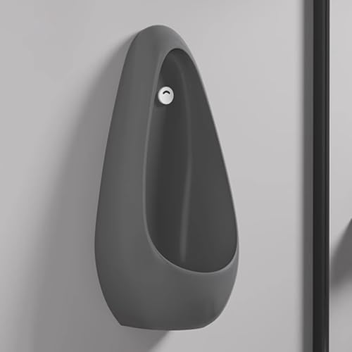 男性用雫型センサー式セラミック小便器、超薄型壁掛け大人用自動洗浄、商業用防臭、タッチレス、省スペース(Dark gray)