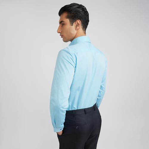 Image of Raymond Men's Pure Cotton Structure Pattern Slim Fit Semi Cutaway Collar Full Sleeve Formal Shirt