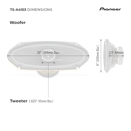 Image of PIONEER A-Series TS-A4103 4 inch x 10 inch 2-Way Coaxial Car Speakers 120W Max