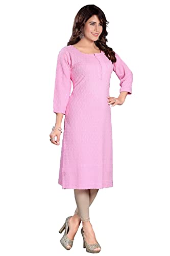 Image of DREAM & DZIRE Chikankari Kurti for Women of Cotton in Plus Size & Small Size.