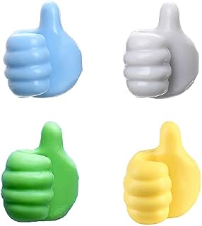 Magicin Adhesive Small Hand Hook, Adhesive Hooks, No Drilling, Small Self-Adhesive Wall Hooks, Towel Hooks, Creative Hand-Shaped Key Hooks, Silica Gel, Non-Marking Hooks for Bathroom (4 PCS)