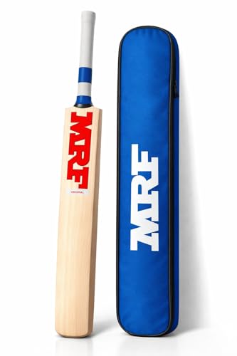Image of Full Size Kashmiri Willow Cricket Bat SH | Thick Edge Power Hitting | Hard Pressed Blade | Suitable for Hard & Soft Tennis Ball | Free Cover(NOT for Leather Ball)