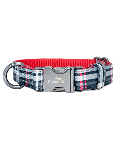 FREUDENTIER Hundehalsband mit Hundeleine 2m im Set - Hundeleine verstellbar - Edinburgh Kollektion - Hundehalsband große Hunde, Halsband Hund kleine & mittelgroße - Hund Halsband inkl. Geschenkbox