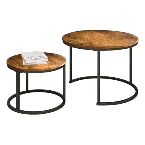 SG Traders Rustic Round Nesting Coffee Tables Cover