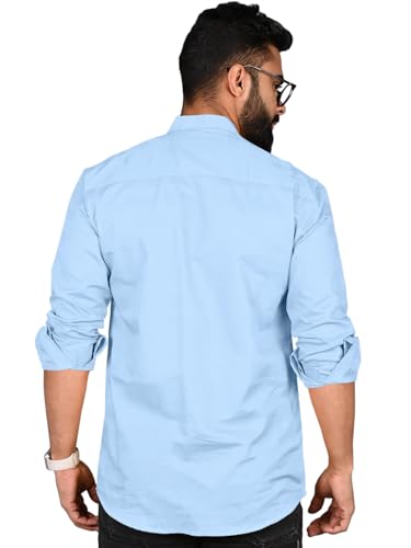 Image of ROYALSCOUT Men Cotton Blend Short Kurta with Mandarin Collar and Button Placket | Full Sleeve Regular Fit Ethnic Wear for Casual and Festive Use