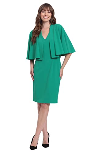 London Times Women's Polished Flounce Hem Sheath with Jacket Cardigan Office Career Guest of Mother of The Bride