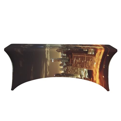 Nappe extensible en élasthanne 1m80 motif Chicago pour table rectangulaire