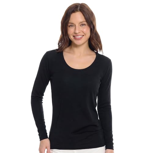 Image of Merino Wool Base Layer Women - 100% Merino Wool Shirt Women Thermal Underwear Long Sleeve T-Shirt for Hiking