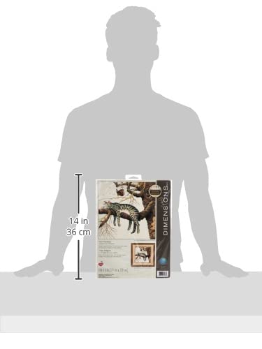Image of Dimensions 'Too Pooped' Sleeping Cat Counted Cross Stitch Kit, 14 Count Ivory Aida, 11 inch x 11 inch, Small
