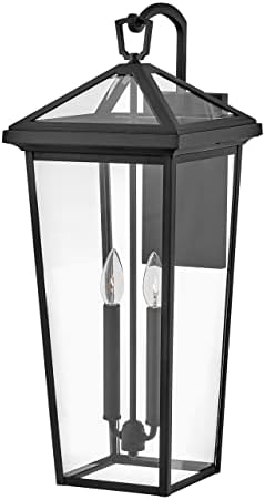 Hinkley Alford Place 25658MB Large Outdoor Tall Wall Mount Lantern, Die Cast Aluminum Frame, Sealed Clear Glass, Museum Black