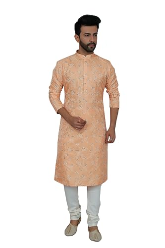 Men's Dupion Printed Kurta, Multicolor, Straight Fit, Mandarin Collar, Long Sleeves, Dupion Fabric2